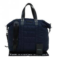 Pre Owned Emporio Armani Navy Blue Nylon Padded Shopper Tote