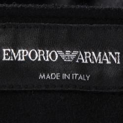 Pre Owned Emporio Armani Black Felt Zip Detail Pleated Trousers XXL