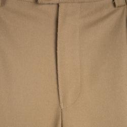 Pre Owned Emporio Armani Beige Felt Pleated Trousers XXL