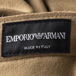 Pre Owned Emporio Armani Beige Felt Pleated Trousers XXL