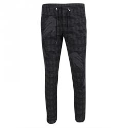 Pre Owned Emporio Armani Grey Checked Brushed Wool Jogger Pants M