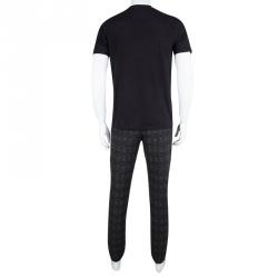 Pre Owned Emporio Armani Grey Checked Brushed Wool Jogger Pants M