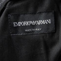 Pre Owned Emporio Armani Grey Checked Brushed Wool Jogger Pants M