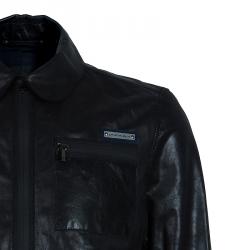 Pre Owned Emporio Armani Men's Crinkle Leather Jacket L