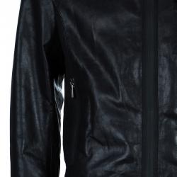 Pre Owned Emporio Armani Men's Crinkle Leather Jacket L