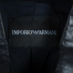 Pre Owned Emporio Armani Men's Crinkle Leather Jacket L