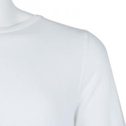 Pre Owned Emporio Armani White Perforated Colorblock Sweater L