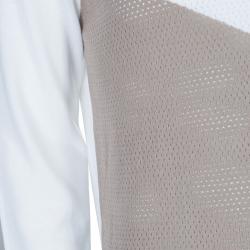 Pre Owned Emporio Armani White Perforated Colorblock Sweater L