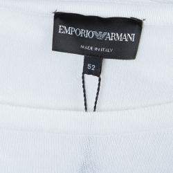 Pre Owned Emporio Armani White Perforated Colorblock Sweater L
