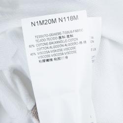 Pre Owned Emporio Armani White Perforated Colorblock Sweater L