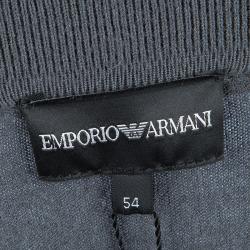 Pre Owned Emporio Armani Grey Zip Detail Polo Sweater L