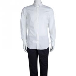 Pre Owned Emporio Armani Men's White Cotton Tailored Fit Shirt L