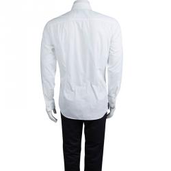 Pre Owned Emporio Armani Men's White Cotton Tailored Fit Shirt L