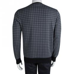 Pre Owned Emporio Armani Grey Checked Printed Sweatshirt L