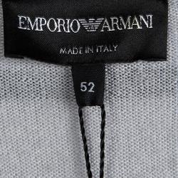 Pre Owned Emporio Armani Grey Wool Striped Sweater XL