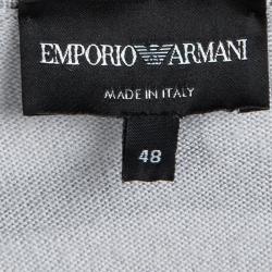 Pre Owned Emporio Armani Grey Wool Geometric Pattern Sweater M