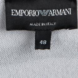 Pre Owned Emporio Armani Grey Wool Geometric Pattern Sweater M