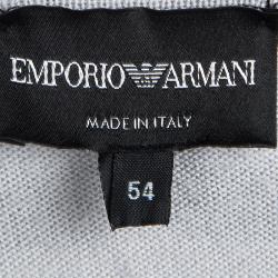 Pre Owned Emporio Armani Grey Wool Geometric Pattern Sweater XXL