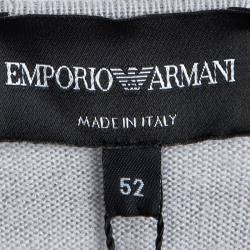 Pre Owned بلوفر أمبوريو أرماني صوف رصاصي نمط هندسي XL
