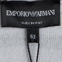 Pre Owned Emporio Armani Grey Wool Geometric Pattern Sweater XL