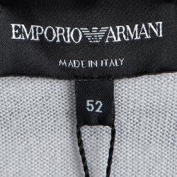 Pre Owned Emporio Armani Grey Wool Geometric Pattern Sweater XL