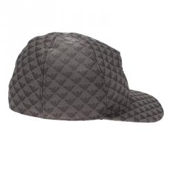 Pre Owned قبعة امبوريو أرماني باسكتبول مونوغرامي رصاصية مقاس L