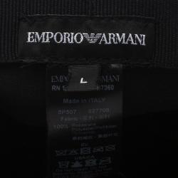 Pre Owned قبعة امبوريو أرماني باسكتبول مونوغرامي رصاصية مقاس L