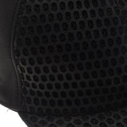 Pre Owned Emporio Armani Black Leather Cutout Baseball Cap Size M