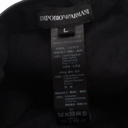 Pre Owned Emporio Armani Black Leather Cutout Baseball Cap Size L
