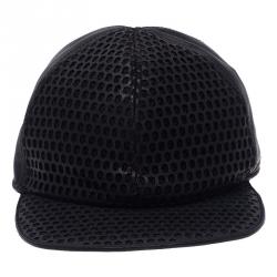 Pre Owned قبعة بيسبول أمبوريو أرماني جلد أسود مقاس M