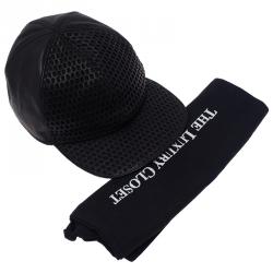 Pre Owned قبعة بيسبول أمبوريو أرماني جلد أسود مقاس M