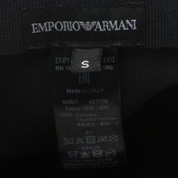 Pre Owned Emporio Armani Dark Grey Monogram Baseball Cap Size S