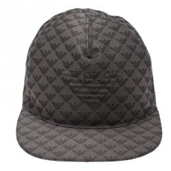 Pre Owned Emporio Armani Grey Monogram Baseball Cap Size M