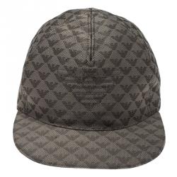 Pre Owned Emporio Armani Grey Monogram Baseball Cap Size S