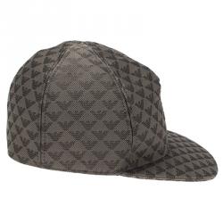Pre Owned Emporio Armani Grey Monogram Baseball Cap Size S