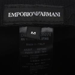 Pre Owned Emporio Armani Black Viscose Moire Flat Cap Size M