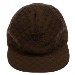 Pre Owned Emporio Armani Brown Monogram Logo Embroidered Baseball Cap M