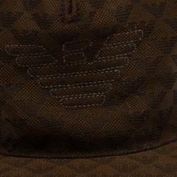 Pre Owned Emporio Armani Brown Monogram Logo Embroidered Baseball Cap M