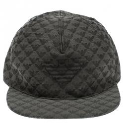 Pre Owned قبعة امبوريو أرماني بيزبول نقش شعار مونوغرامي رصاصية L