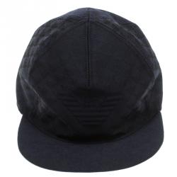 Pre Owned Emporio Armani Navy Blue Monogram Logo Embroidered Baseball Cap M