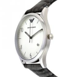 Pre Owned Emporio Armani Silver Stainless Steel AR1880 Men's Wristwatch 41MM