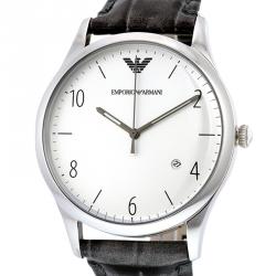 Pre Owned Emporio Armani Silver Stainless Steel AR1880 Men's Wristwatch 41MM