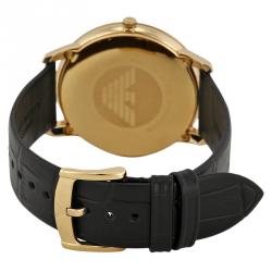 Pre Owned Emporio Armani Black Gold-Plated Stainless Steel AR1742 Men's Wristwatch 42MM