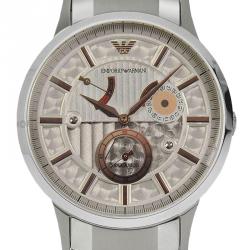 Pre Owned Emporio Armani Silver Stainless Steel AR4668 Men's Wristwatch 40MM