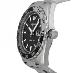 Pre Owned Emporio Armani Black Stainless Steel AR6047 Men's Wristwatch 46MM