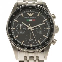 Pre Owned Emporio Armani Black Stainless Steel AR5984 Men's Wristwatch 36MM