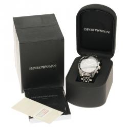 Pre Owned Emporio Armani Black Stainless Steel AR5984 Men's Wristwatch 36MM
