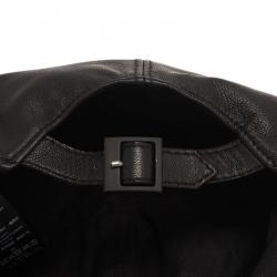 Pre Owned Emporio Armani Black Perforated Leather Baseball Cap L