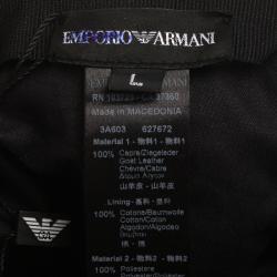 Pre Owned Emporio Armani Black Perforated Leather Baseball Cap L