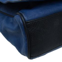 Emporio Armani Blue Leather Logo Print Messenger Bag